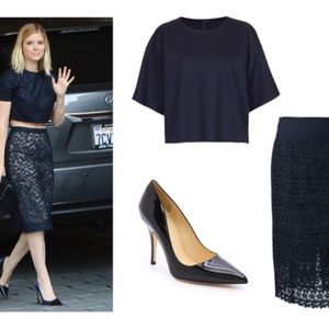 Express Black Lace, High Waisted Pencil Skirt